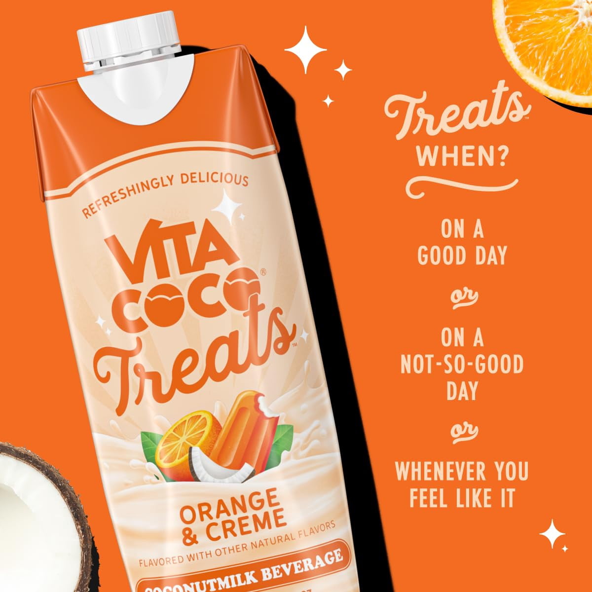 (5 pack) Vita Coco Treats Orange and Creme Coconut Milk Drink, 16.9 fl oz Box