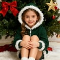 thumbnail image 6 of SonxaHe Big Girls Hoodies Christmas Zip Trim Hooded Sweatshirt with Pockets Warm Soft Cozy Outdoor Hoodies Green,Sized 7-8, 6 of 6