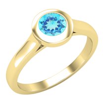 Dazzlingrock Collection 5mm Round Blue Topaz Solitaire Engagement Ring for Women (Color Blue, Clarity Moderately Included) in 14K Yellow Gold, Size 4.5