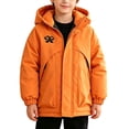 thumbnail image 2 of ITSAME Boys Hooded Winter Thick Coat Full Zip Warm Outdoor Windbreaker Jacket with Pockets Orange Size 8, 2 of 7