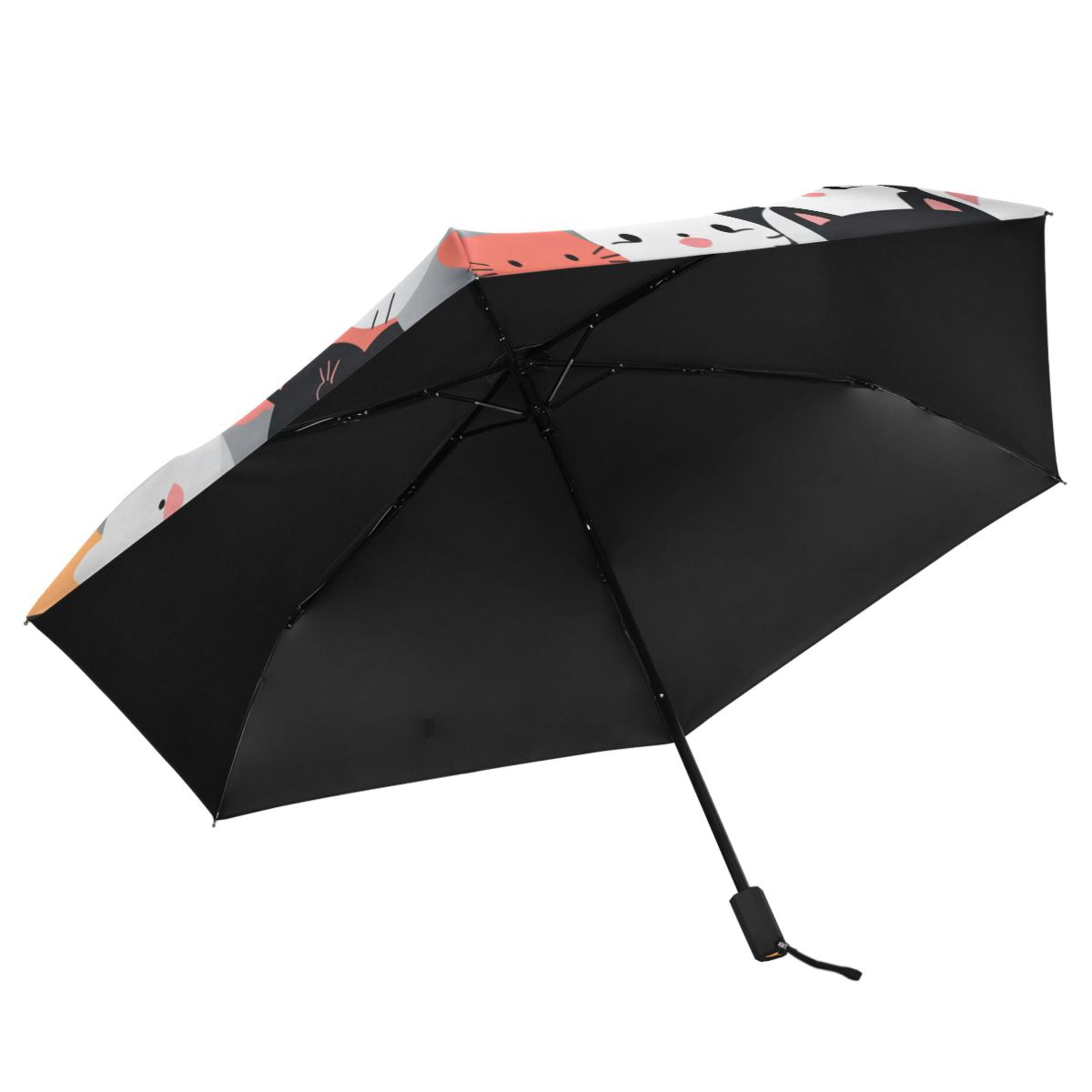 Colorful Happy Cats Compact Sun Umbrella Windproof Travel Umbrellas for Rain Strong Portable UV Protection