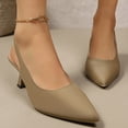 thumbnail image 2 of Dakaela Low Kittens Heels Women's Slingback Dressy Pumps Pointed Closed Toe Wedding Bride Prom Party Dress Sandals Shoes Size 6-10 Khaki, 2 of 9