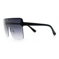 thumbnail image 5 of Minimal Oversized Half Rim Shield Flat Top Plastic Mafia Mogul Sunglasses Black - Smoke, 5 of 6