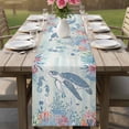 thumbnail image 4 of Teal Coastal Turtle Table Runner 48 Inches, Beach Nautical Ocean Coral Seahorse Bed Runner Dresser Scarves Tabletop for Indoor Outdoor Parties/Ceremony/Banquet, 13" x 48", 4 of 8