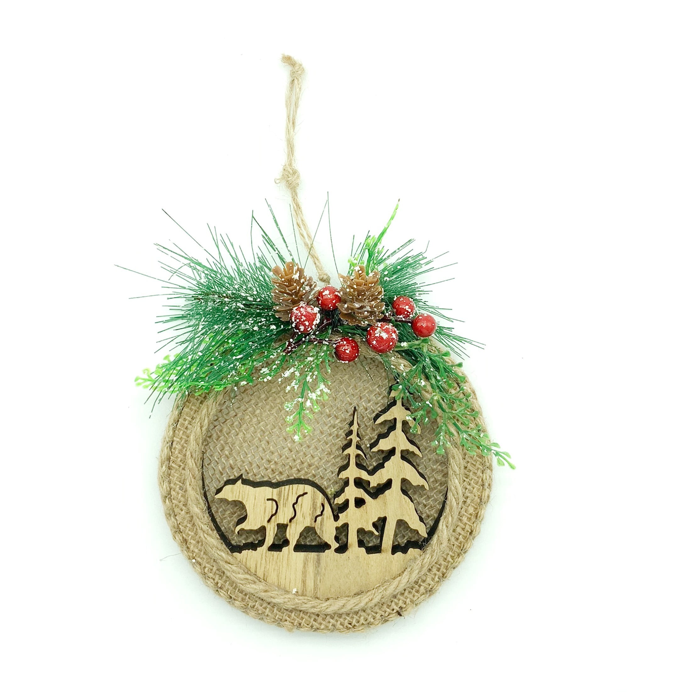 Holiday Time Bear and Tree Casual Traditions Multi-Color Christmas Themed Ornament