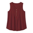 thumbnail image 2 of Bosfbaoi Womens Tops V-Neck Sleeveless Pleated Blouse Casual Button Accent Tank Top Summer Tops for Women, 2 of 8