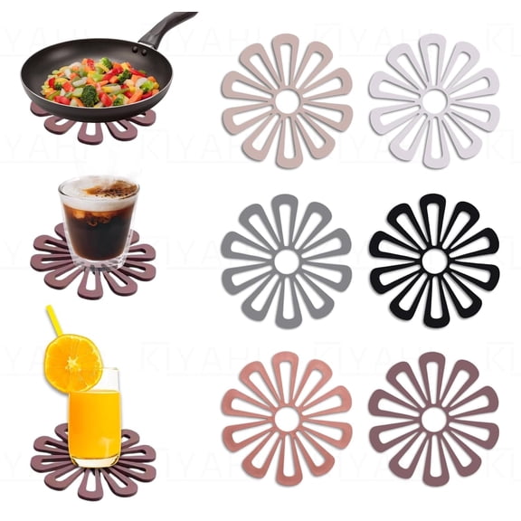 Silicone hot pad Hold for Home, Kitchen, Hotel | Heat Resistant Hot Pans Non-Slip Pot Holders Placemat for Bowl, Dishes | Kitchen Heat Resistant Pad Cooking Dining hot mat pad (Pack of 3)
