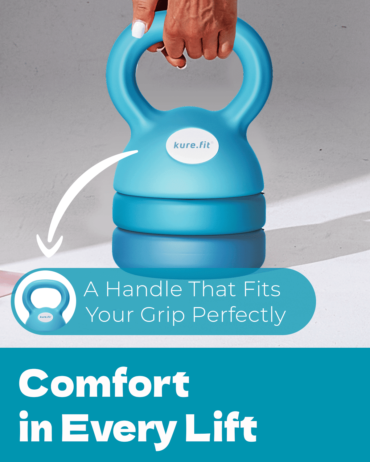kure.fit Adjustable Kettlebell | 5 lb - 12 lb | Kettlebell Weights Set for Home Gym | Full-Body Workouts, Strength Training, Weight Loss | Fabric Booty Band | Beginners & Women