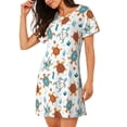 thumbnail image 2 of Daiia Various Turtle Print Women's Nightshirt Soft Nightgowns for Women Short Sleeve dress Short-sleeved Sleepwear, 2 of 6