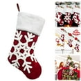 thumbnail image 2 of HCTSHG Christmas Stocking, 18 Inch Red Christmas Stockings Embroidered Elk Snowflakes Sleigh White Plush Faux Fur Cuff Large Xmas Hanging Stockings for Family Holiday Party Decoration, 2 of 9