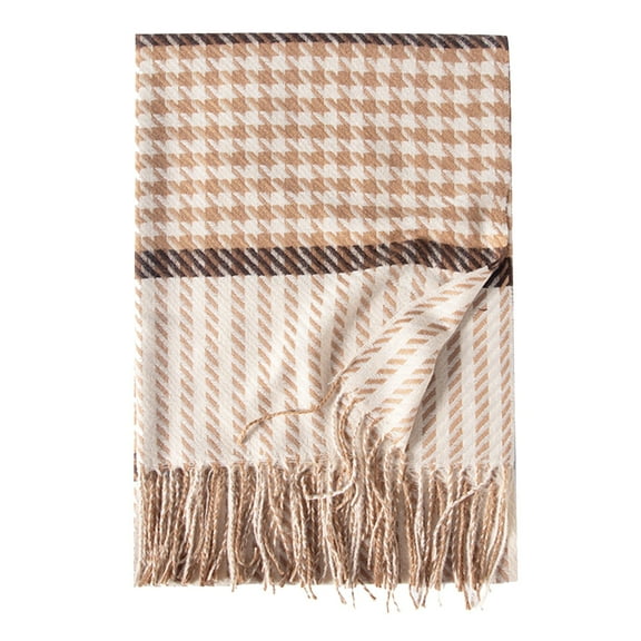 Scarf Womens Fashion Long Shawl Houndstooth Plaid Winter Warm Plaid Large Shawl Wraps For Women
