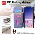 thumbnail image 6 of Wallet Case for Samsung Galaxy A06 Cash Credit Pocket Card Slots Holder Folio Flip Shockproof Anti-fall Full Coverage Detachable Magnetic Cover [Compatible with Magsafe] Kickstand,Purple, 6 of 9