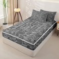 thumbnail image 2 of jejeloiu Sleek Paisley Zipper Full Size Comforter Sets with Fitted Sheet and 2 Pillowcases,Moody Pattern Zipper Bedding Set For Adults,Gray Black,Reversible,4-Piece, 2 of 7