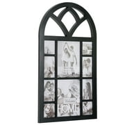 Crystal Art Gallery Black Arched Window Pane Collage Wall Picture Frame - Holds (2) 8"x10"; (4) 4"x6" and (4) 4"x4" Photos