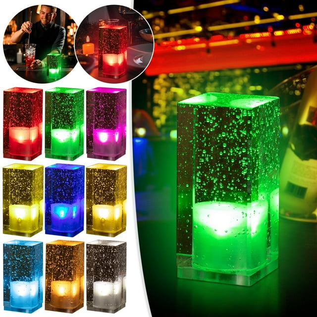 Lámpara de mesa recargable LED de cristal | Luz nocturna multifuncional para bar, restaurante, KTV y dormitorio | Lámpara decorativa inalámbrica portátil para mesita de noche | Color y brillo