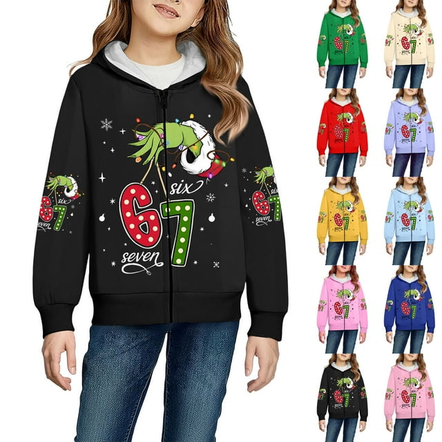 Pyjama de Noël Six Seven Meme pour Enfants Manteau à la Mode Rose Vif 110