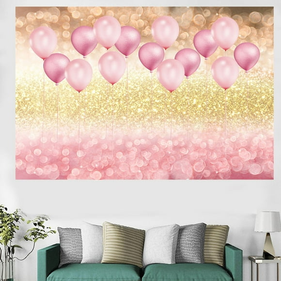 IDEANATEGRATE 1Pc Premium Pink Photography Background Cloth Balloon Pattern Photo Backdrop for Home Decor