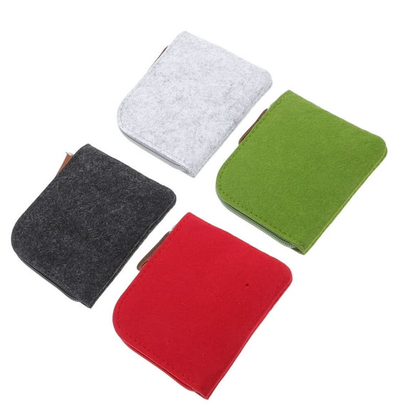 FELTECHELECTR 4Pcs Light Grey Coin Purse Felt Zipper Pouch for Girls Holding Coins