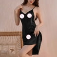 thumbnail image 4 of Linfrsh Women's Nightgown V-Neck Chemise Sleepwear Lace Satin Nightwear Soft Lingerie for Women Black,One Size, 4 of 7