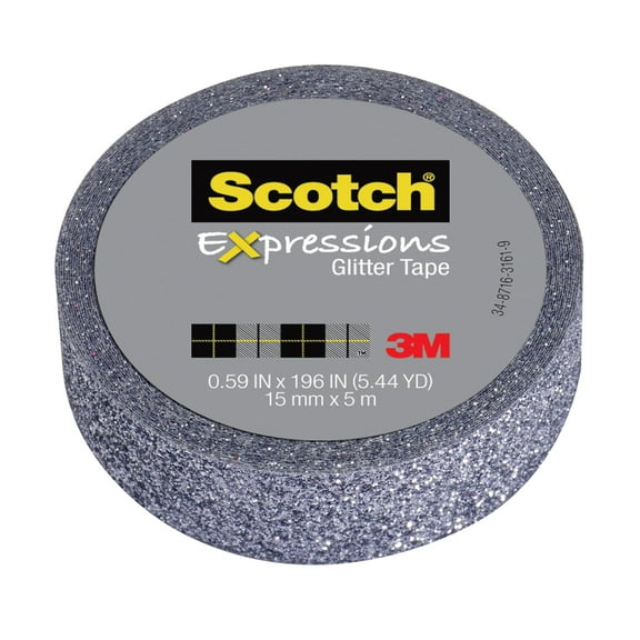 3M Expressions Glitter Tape, .59 in x 196 in, Platinum
