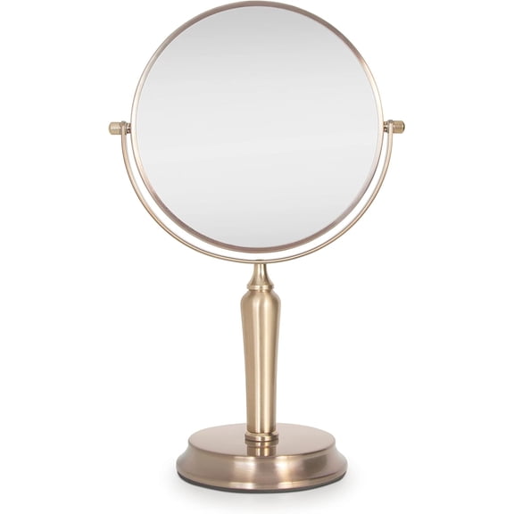 8.75” Round Non-Lighted Makeup Mirror 5X 1X Magnifying Makeup Mirrors Rotating Head Makeup Mirror for Desk