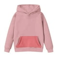 thumbnail image 3 of CLOISE Hoodies for Girls Youths Boys Long Sleeve Hooded Sweatshirt Tops with Pocket Color Block Outfits Fall Winter Clothes Pink 7T, 3 of 7