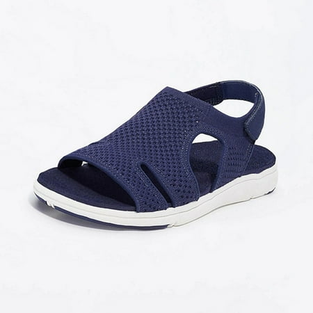 

Women Summer Open Toe Sandals Knitting Surface Breathable Shoes Platform Beach Sandals Hook & Loop Closure for Daily New