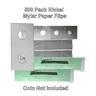 500 NICKEL 2x2 Coin Holder Flip Mylar Cardboard 5 Storage Box GUARDHOUSE 21.2mm 
