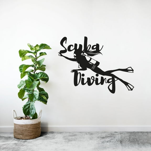 Scuba Diving Quote Beautiful Scuba Diver Underwater Silhouette Vinyl Design Wall Sticker Wall Art Wall Decal Boy Girl Kid Room Bedroom Scuba Diver Home Decor Stickers Decoration Size (8x10 inch)