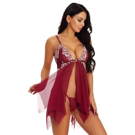 

plus Size Lingerie Lingerie plus Size For Women Front Closure Neck Sleepwear Lingerie Lingerie Mesh Lace V Role Playing Lingerie for Women Large