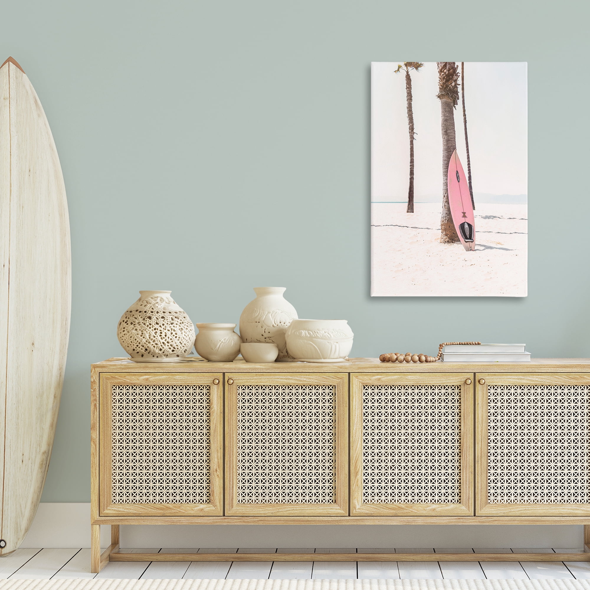 Stupell Industries Pink Surf Board Coastal Photography Gallery Wrapped Canvas Art Print Wall Art, 30 x 45