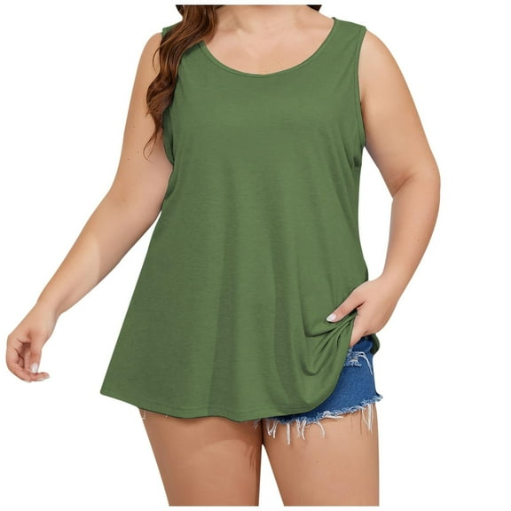 Kmdttou Summer 50% off Clearance! Women's Fashion Plus Size 2025 Summer Solid Color Round Sports Large Size Tops For Outer Wear Bottoming Slim Short Tops