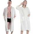 thumbnail image 2 of Men's Plus Size Zipper Front Robe Nightgowns, Loose Spa Bathrobe V-neck Soft Loungewear Robes Sleepwear with Pockets, 2 of 8