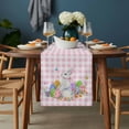 thumbnail image 2 of Easter Table Runner - 70 Inch Long, Kitchen Dining Table Runner Dresser Scarves, Spring Watercolor Bunny Eggs Butterflies Pink Plaid Farmhouse Decor for Coffee Tables Wedding Party Banquet, 2 of 8