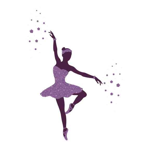 BALLERINA - Purple Ballerina Outfit Decal Colorful Ballet Dancer Design Home Living Room Vinyl Wall Decal Sticker - Adhesive Floral Tutu Dress Art Kids Girls Bedroom Wall Decoration 7" x 10"