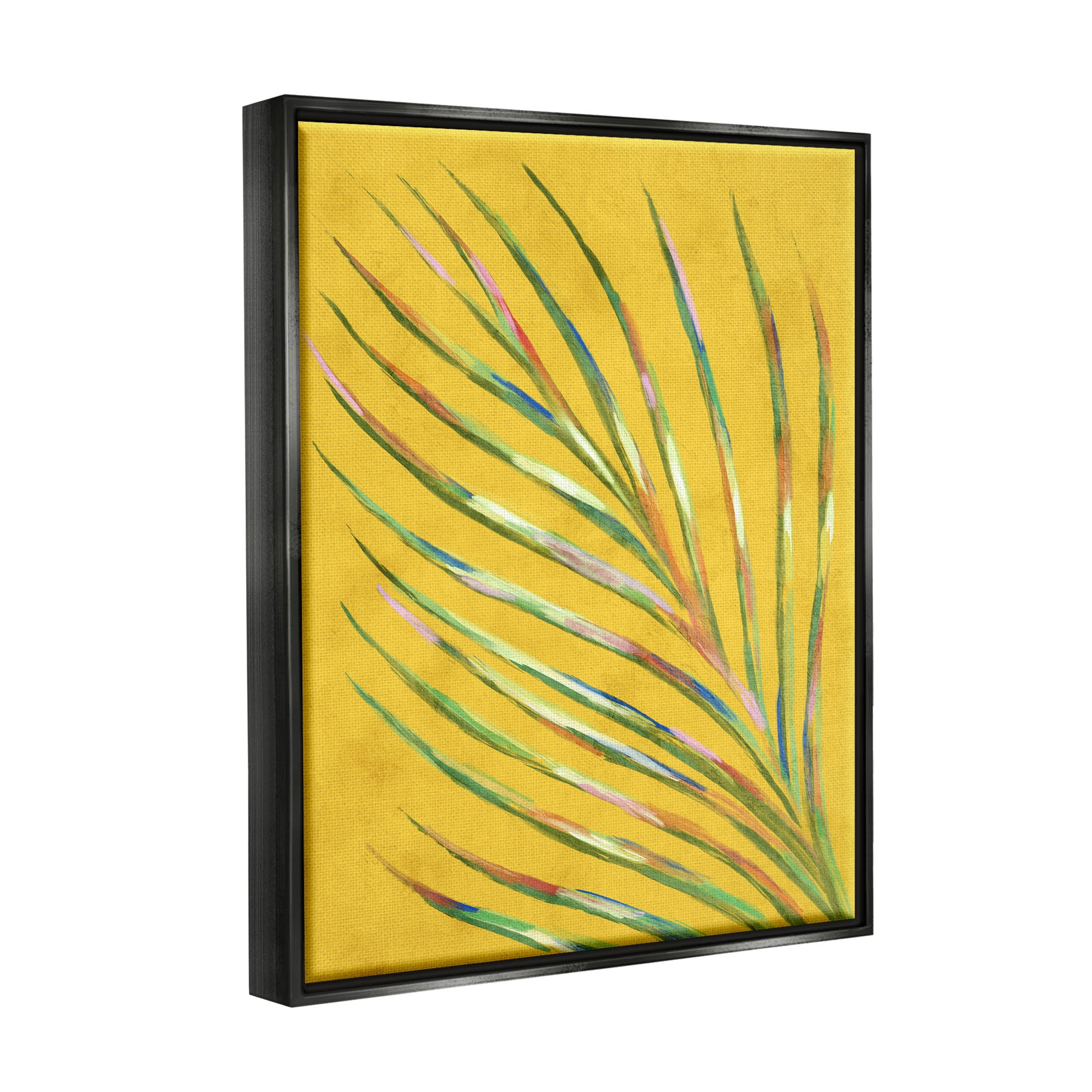 Bold Yellow Palm Leaf Petals Botanical & Floral Graphic Art Jet Black Framed Art Print Wall Art