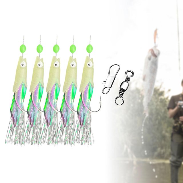 5x aparejos de pesca luminosos anzuelos de pesca señuelos anzuelos de acero alto en carbono señuelo de pescado gancho de cuerda para caballa salmón , 27.5 mm x 13 mm 275 mm x 13 mm shamjiam Aparejos de pesca luminosos