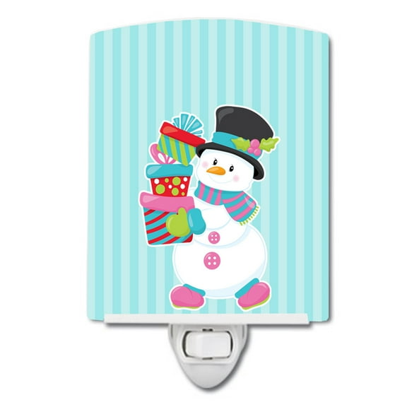 Christmas Snowman and Stripes Ceramic Night Light