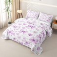 thumbnail image 3 of Erosebridal Purple Bow Flower Quilt King for Girls, Watercolor Groovy King Coverlet Set, 3pcs, 3 of 7