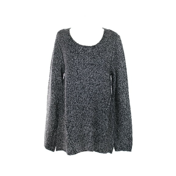 Calvin Klein Womens Black Mixed-Stitch Marled Sweater XS