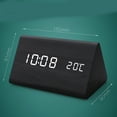 TISUDYE Clearance Digital Alarm Clock TriangleWooden Clock With LED