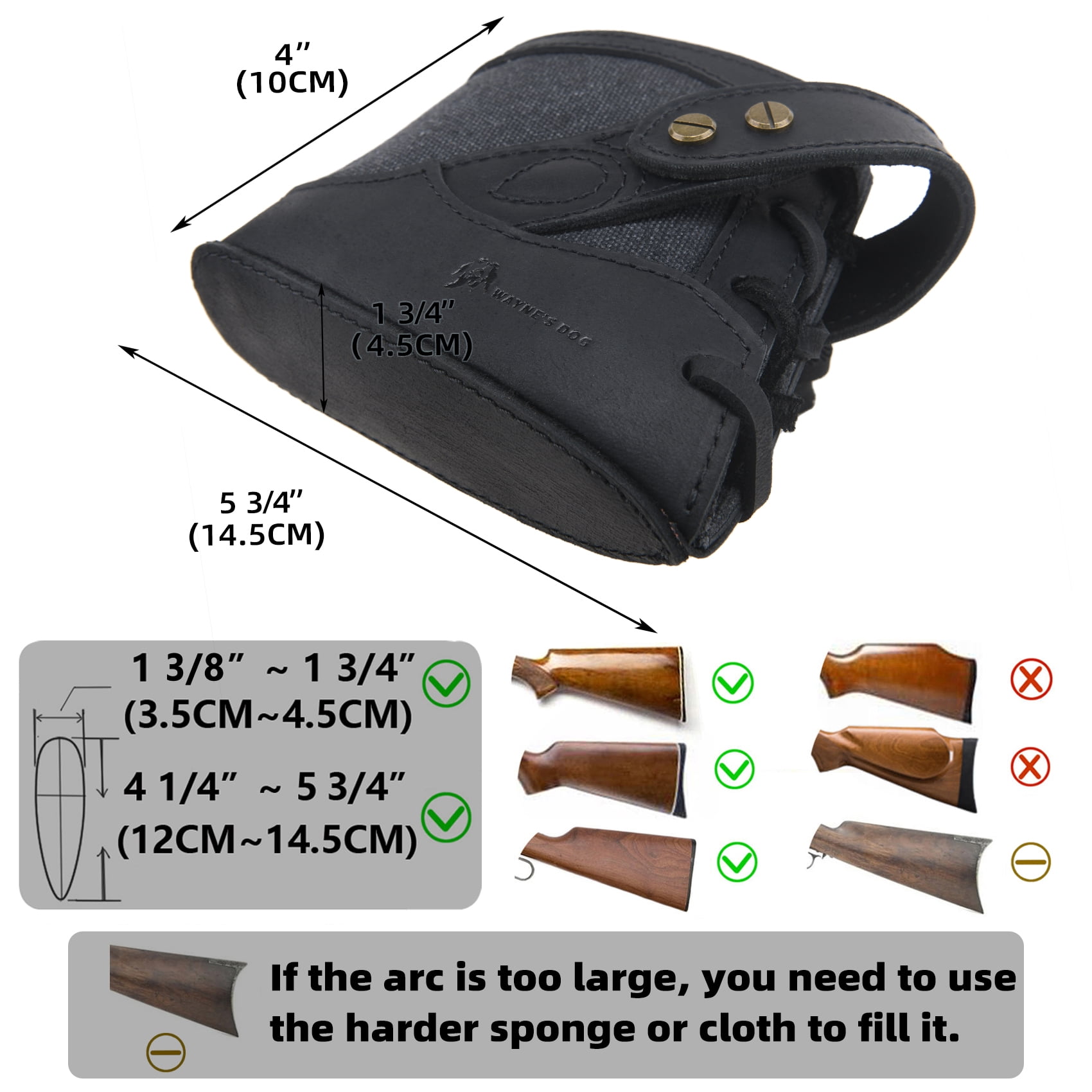 WAYNE'S DOG Vintage Canvas Leather Rifle Recoil Pad Buttstock with Gun Shoulder Sling Strap