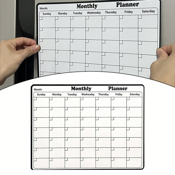 Calendrier Magnétique Effaçable ALEZEL - Mensuel Avec Tableaux Liste & Marqueurs Pour Frigo