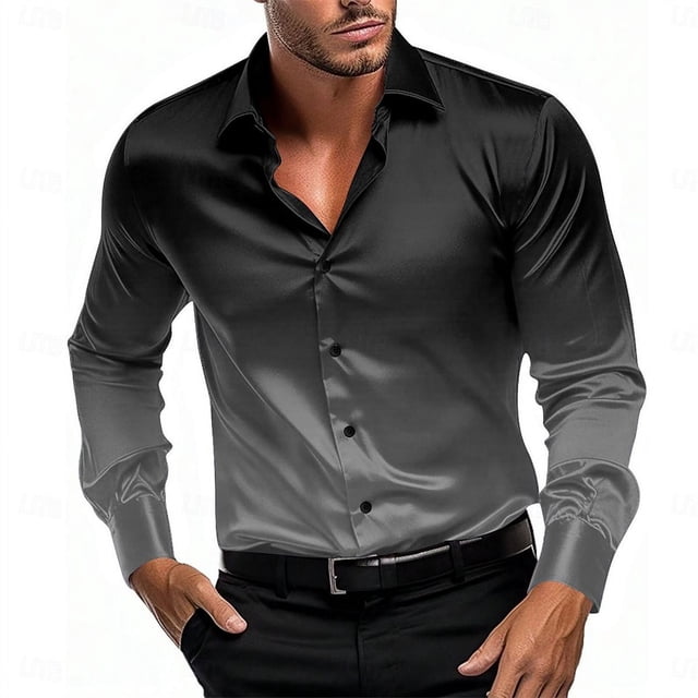 Camisa de fiesta con degradado, moda informal, azul, morado y rojo, alta calidad, cómoda, suave, alta calidad, tops para hombre, 2024, nuevo, talla grande