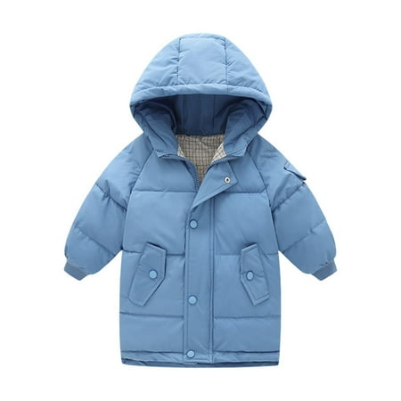 

ZMHEGW Coat For Toddler Baby Boys Girls Kids Little Winter Solid Windproof Outerwear Mediun Length Warm Jackets Down Cotton Hooded Wadding Outwear Hoodies Coat 4-5 Years