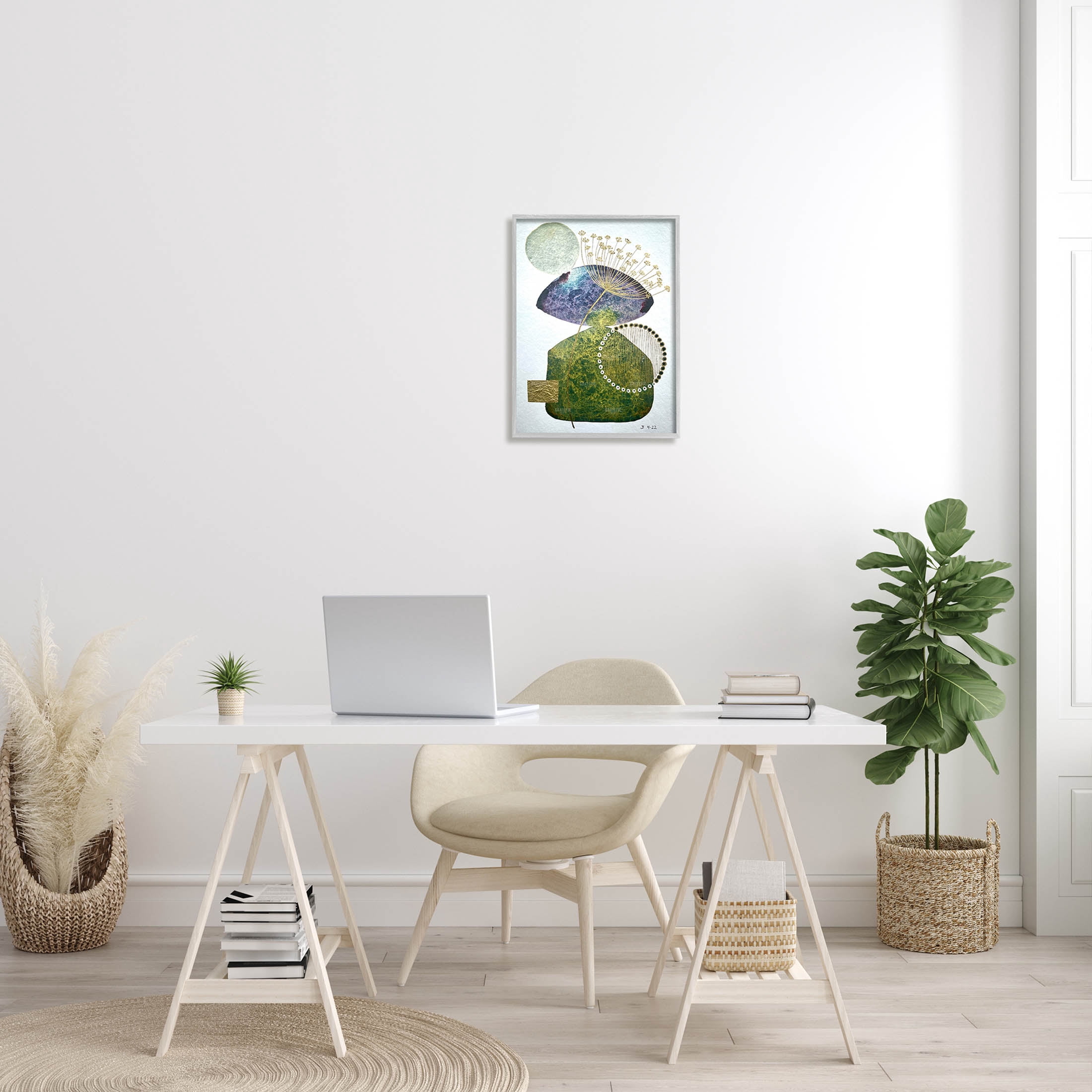 Mossy Botanical Contemporary Nature Abstract Graphic Art Gray Framed Art Print Wall Art