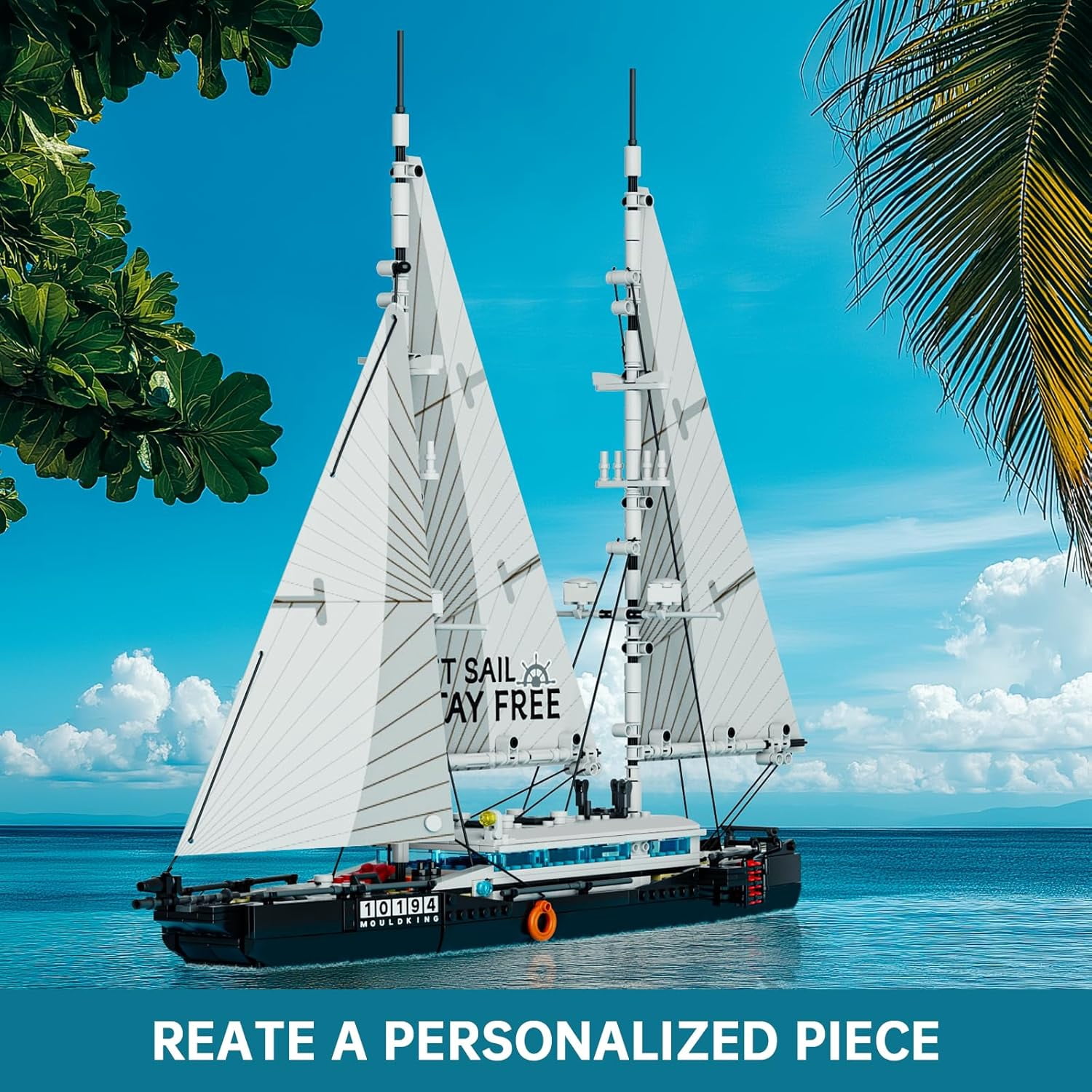Modern Twin-Masted Sailboat Building Kits, Ocean Explorer Boat Model, House Decor for Adults to Play