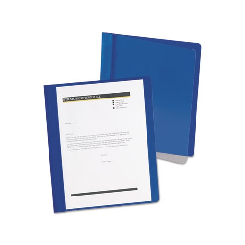 ExtraWide Clear Front Report Covers Letter Size, Dark Blue, 25/Box