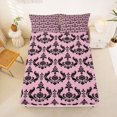 thumbnail image 5 of jejeloiu Romantic Damask Queen Sheets,Soft Floral Queen Sheet Sets For Adults,Pink Black,4-Piece,1 Flat Sheet, 1 Fitted Sheet and 2 Pillowcases, 5 of 6