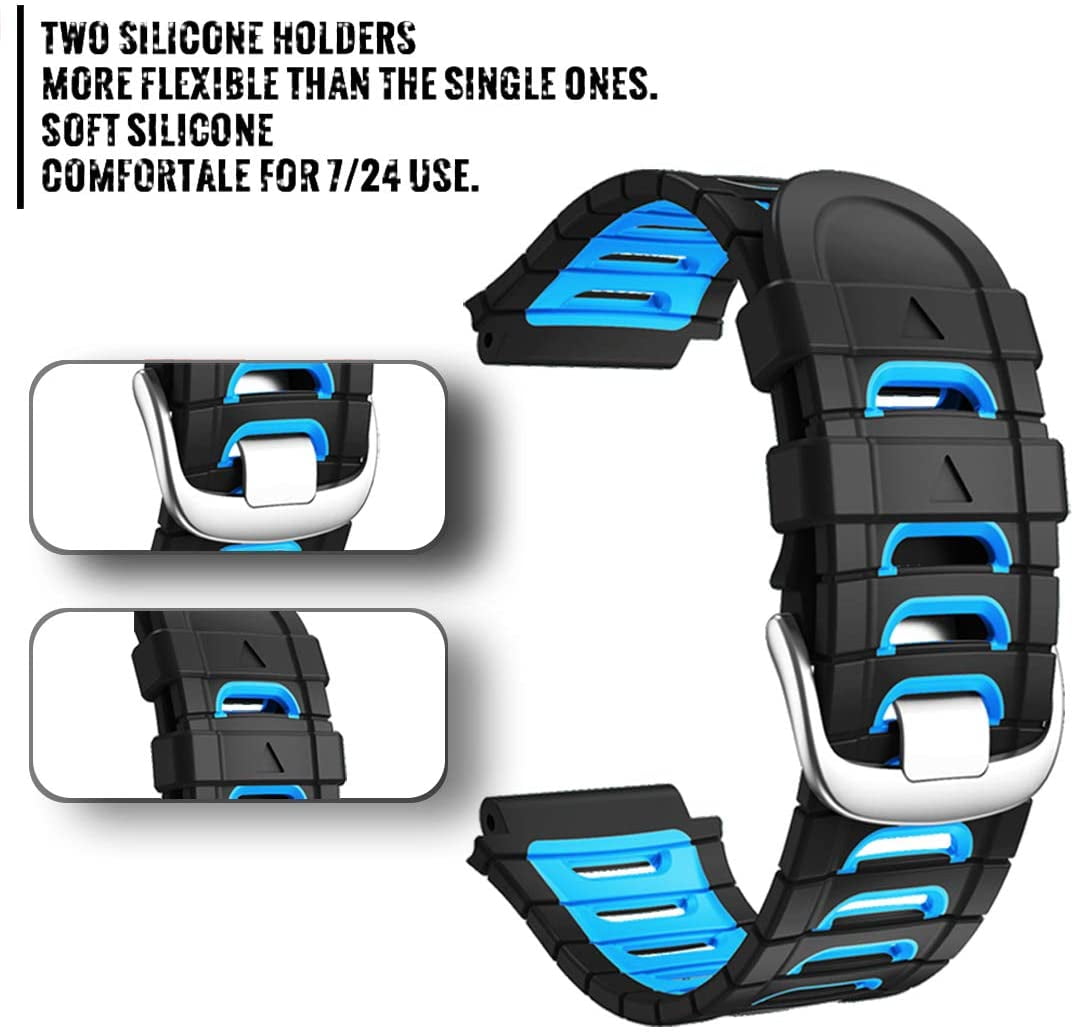 CRKMGS-Compatible with Garmin Forerunner 920XT Bands Soft Sport Watch Band Replacement for Forerunner 920XT Smartwatch, Black/Blue
